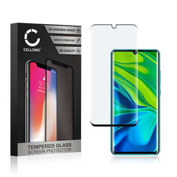 CELLONIC Display Schutzglas kompatibel mit Xiaomi Mi Note 10 / Mi Note 10 Pro Handyglas - 3D Full Cover 9H 0,33mm Edge Glue schwarz - Handy Schutzfolie Displayschutz Glas Folie, Screen Protector Glass