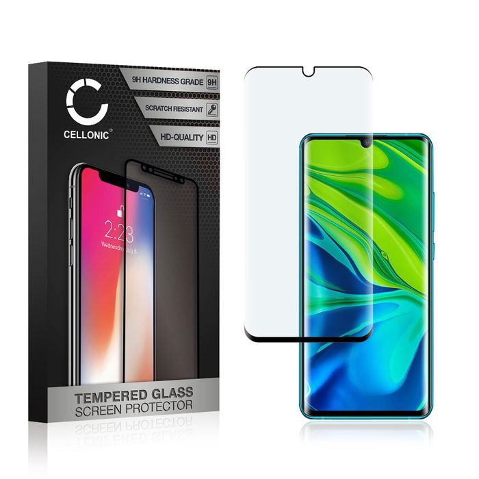 CELLONIC Display Schutzglas kompatibel mit Xiaomi Mi Note 10 / Mi Note 10 Pro Handyglas - 3D Full Cover 9H 0,33mm Edge Glue schwarz - Handy Schutzfolie Displayschutz Glas Folie, Screen Protector Glass