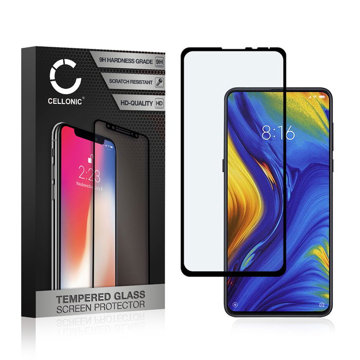CELLONIC Display Schutzglas kompatibel mit Xiaomi Mi Mix 3 Handyglas - 3D Case-friendly 9H 0,33mm Full Glue schwarz - Handy Schutzfolie Displayschutz Glas Folie, Screen Protector Glass