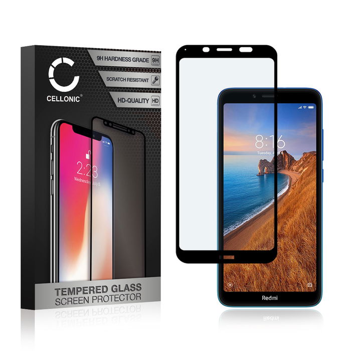 CELLONIC Display Schutzglas kompatibel mit Xiaomi Redmi 7a Handyglas - 3D Full Cover 9H 0,33mm Full Glue schwarz - Handy Schutzfolie Displayschutz Glas Folie, Screen Protector Glass