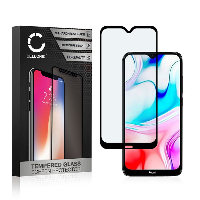 CELLONIC Display Schutzglas kompatibel mit Xiaomi Redmi 8 Handyglas - 3D Full Cover 9H 0,33mm Full Glue schwarz - Handy Schutzfolie Displayschutz Glas Folie, Screen Protector Glass