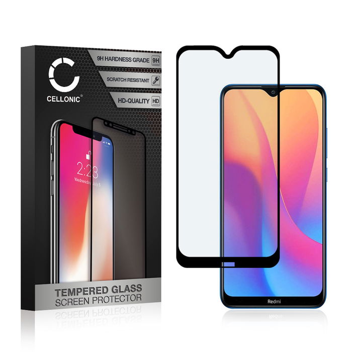 CELLONIC Display Schutzglas kompatibel mit Xiaomi Redmi 8A Handyglas - 3D Full Cover 9H 0,33mm Full Glue schwarz - Handy Schutzfolie Displayschutz Glas Folie, Screen Protector Glass