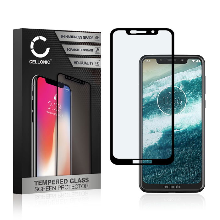 Screen Protector for Motorola One (P30 Play) Phone Screen Cover - 3D Full Cover 0,33mm Full Glue 9H Tempered Glass Smartphone Display Screen Guard Black