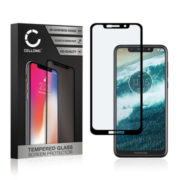CELLONIC Display Schutzglas kompatibel mit Motorola One (P30 Play) Handyglas - 3D Full Cover 9H 0,33mm Full Glue schwarz - Handy Schutzfolie Displayschutz Glas Folie, Screen Protector Glass