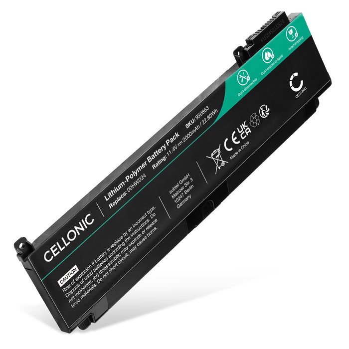 Battery for Lenovo ThinkPad T460s, ThinkPad T470s 11.4V 2000mAh from CELLONIC