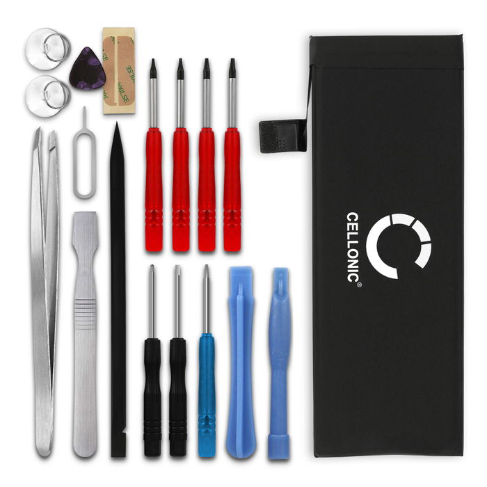 Ersatz Akku für Apple iPhone SE 1. Gen (2016) Handy / Smartphone - Ersatzakku 616-00106 1620mAh + Werkzeug-Set 17tlg, Handyakku