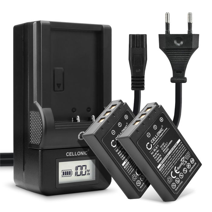 2x Ersatz Akku BLS-1 + Ladegerät BLS-1 für Olympus E-420 E-450 E-410 E-400 E-420 E-620 E-600 Pen E-P3 E-PL1 E-P1 E-P2 Kamera - 900mAh Ersatzakku Batterie, Ladekabel, Akkuladegerät