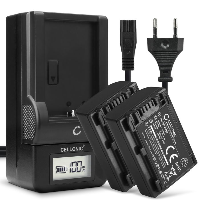 2x Sony HDR-PJ10 Akku + Ladegerät 650mAh Ersatzakku Batterie von CELLONIC