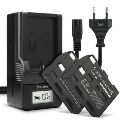 2x Ersatz Akku NP-400 + Ladegerät NP-400 für Konica Minolta Maxxum 7D Dynax 5D Dynax 7D DiMAGE A2 DiMAGE A1 Maxxum 5D Kamera - 1600mAh Ersatzakku Batterie, Ladekabel, Akkuladegerät