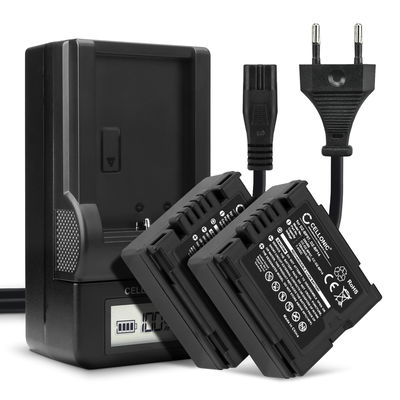 2x Ersatz Akku CGA-DU06,CGA-DU07,CGA-DU12,CGA-DU14 + Ladegerät für Panasonic NV-GS10 NV-GS120 NV-GS140 NV-GS150 NV-GS158 NV-GS180 NV-GS188 NV-GS200 Kamera - 750mAh Ersatzakku Batterie, Ladekabel, Akkuladegerät