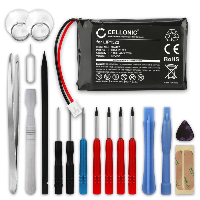 Akku für Sony PlayStation 4 Dualshock 4 Wireless Controller (Version 2) 1000mAh + Werkzeug-Set von CELLONIC