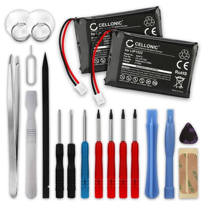 2x Akku für Sony PlayStation 4 Dualshock 4 Wireless Controller (Version 2) 1000mAh + Werkzeug-Set von CELLONIC