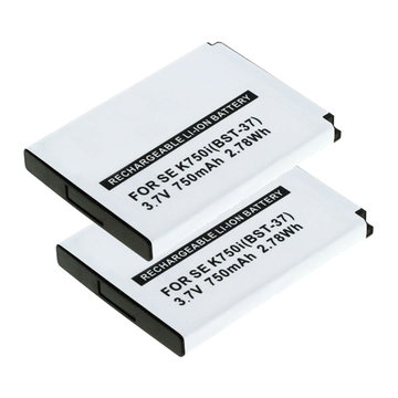 2x BST-37 Battery for Sony Ericsson W810i / W800i / W550i / W350i / K750i / K610i / J110i / V630i / Z520i Smartphone / Phone Battery Replacement - 750mAh