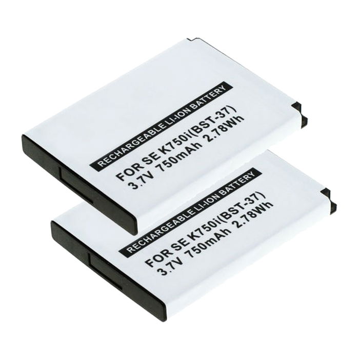 2x BST-37 Battery for Sony Ericsson W810i / W800i / W550i / W350i / K750i / K610i / J110i / V630i / Z520i Smartphone / Phone Battery Replacement - 750mAh