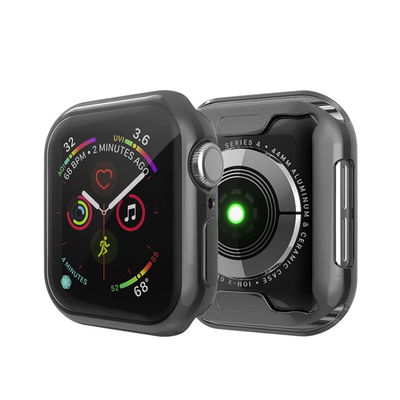 subtel 2 in 1 Schutzhülle für Apple Watch SE / 6 / 5 / 4 - 40mm Bumper Case + Display Schutzglas, 360° Vollschutz f. Gehäuse u. Touch Bildschirm, Hülle Displayschutz Protector, Transparent / schwarz