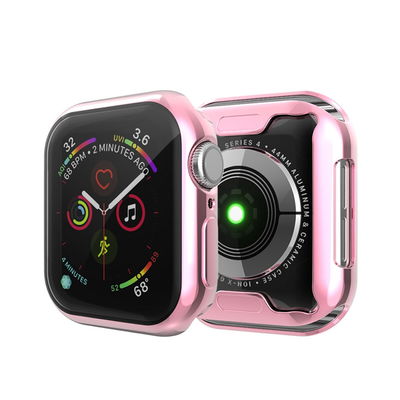 subtel 2 in 1 Schutzhülle für Apple Watch SE / 6 / 5 / 4 - 40mm Bumper Case + Display Schutzglas, 360° Vollschutz f. Gehäuse u. Touch Bildschirm, Hülle Displayschutz Protector, rosa