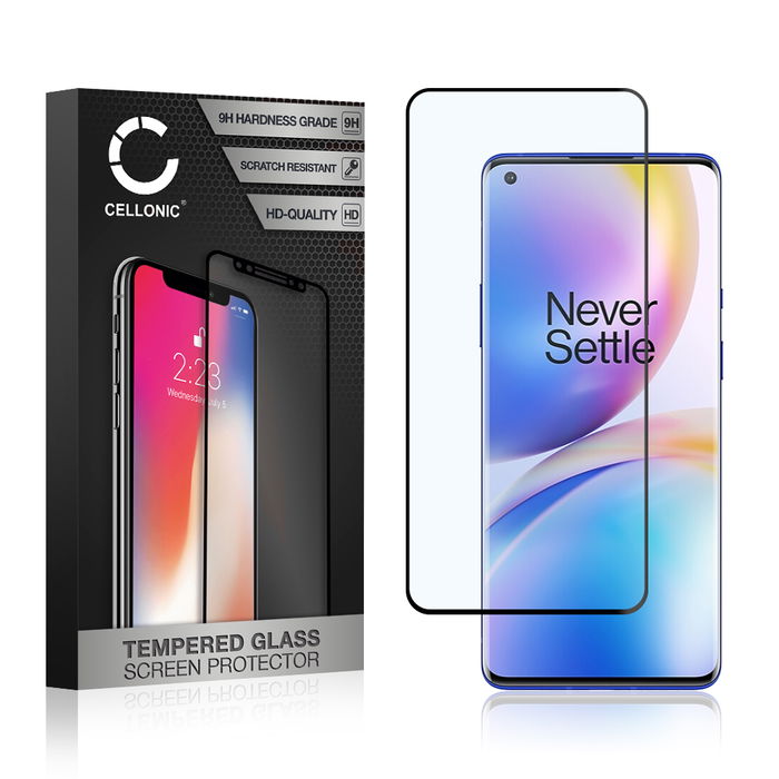 CELLONIC Display Schutzglas kompatibel mit OnePlus 8 Handyglas - 3D Full Cover 9H 0,33mm Full Glue schwarz - Handy Schutzfolie Displayschutz Glas Folie, Screen Protector Glass