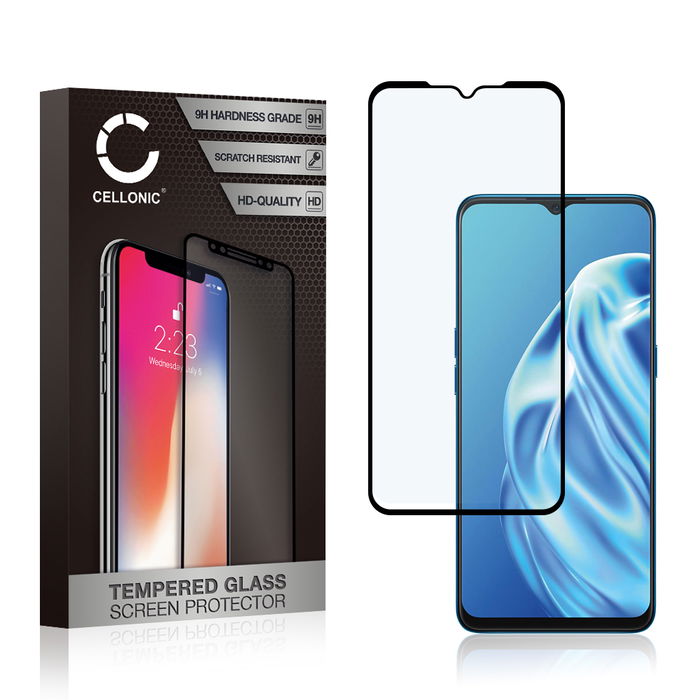 CELLONIC Display Schutzglas kompatibel mit Oppo A91 / Find X2 Lite Handyglas - 3D Case-friendly 9H 0,33mm Full Glue schwarz - Handy Schutzfolie Displayschutz Glas Folie, Screen Protector Glass