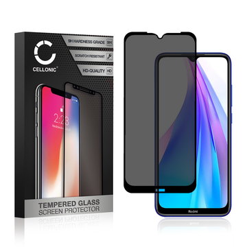 CELLONIC Display Schutzglas kompatibel mit Xiaomi Redmi Note 8T Handyglas - Blickschutz 9H 0,33mm Edge Glue schwarz - Handy Schutzfolie Displayschutz Glas Folie, Screen Protector Glass