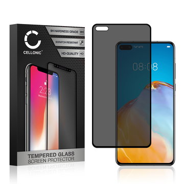 CELLONIC Display Schutzglas kompatibel mit Huawei P40 Handyglas - Blickschutz 9H 0,33mm Full Glue schwarz - Handy Schutzfolie Displayschutz Glas Folie, Screen Protector Glass