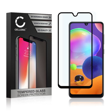 CELLONIC Display Schutzglas kompatibel mit Samsung Galaxy A31 (SM-A315) Handyglas - 3D Case-friendly 9H 0,33mm Full Glue schwarz - Handy Schutzfolie Displayschutz Glas Folie, Screen Protector Glass