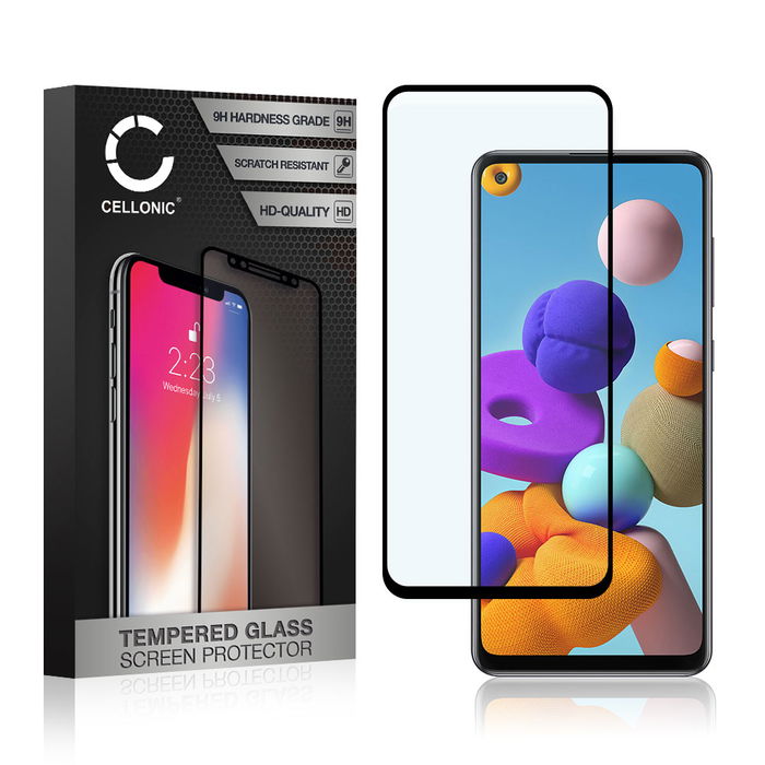 CELLONIC Display Schutzglas kompatibel mit Samsung Galaxy A21s (SM-A217) Handyglas - 3D Full Cover 9H 0,33mm Full Glue schwarz - Handy Schutzfolie Displayschutz Glas Folie, Screen Protector Glass