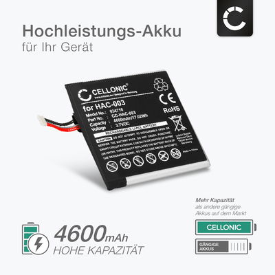 HAC-001(-01) Ersatz Akku für Nintendo Switch (>2019) - Console / Controller Ersatzakku 4600mAh + Werkzeug-Set, Batterie