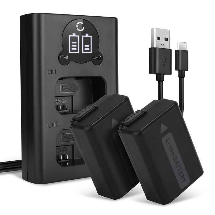 2x Sony ILCE-7RM2 (Alpha 7R II / α7R II) Akku + Dual Ladegerät 1030mAh Ersatzakku Batterie von CELLONIC