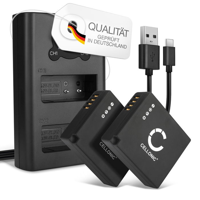 2x Kamera Akku für Leica D-LUX Typ 109, Leica D-LUX 7 - BP-DC15 BP-DC15-E BP-DC15-TK BP-DC15-U Ersatzakku 730mAh + Dual Ladegerät BC-DC15 BC-DC15-E Ladekabel, Batterie