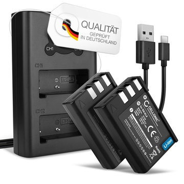 2x Kamera Akku für Nikon D3000 D40 D40x D5000 D60 - EN-EL9 Ersatzakku 1000mAh + Dual Ladegerät MH-23 - EN EL9 ENEL9 EN-EL9a EN-EL9e Ladekabel, Batterie