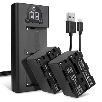 2x CELLONIC Camera Battery for Sony CCD-TVR118 CCD-TRV138 HDR-HC1 GV-D1000 HDR-SR1 DCR-PC100 Replacement NP-FM50 NP-FM30 Battery 3200mAh Backup + Dual Charger DCC-L50B AC-VQ50