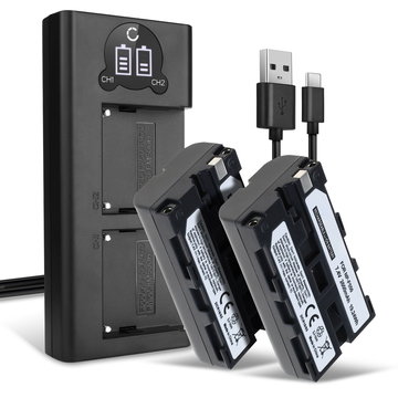 2x Kamera Akku für Sony VX1000 VX2000 VX2100 HDR-FX1 HDR FX7E FX1000 PD150 PD170 NPF330 NPF730 - NP-F550 F330 F750 Ersatzakku 2600mAh + Dual Ladegerät Ladekabel, Batterie