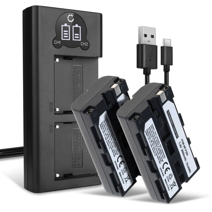 2x Sony CCD-TRV66 Akku + Dual Ladegerät 2600mAh Ersatzakku Batterie von CELLONIC