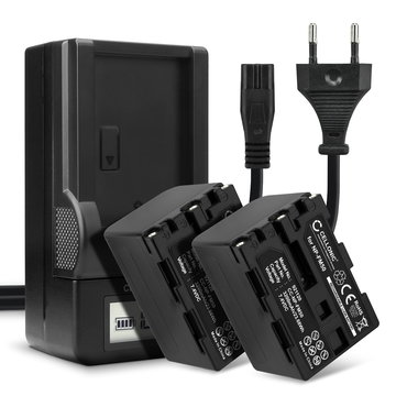 2x Ersatz Akku NP-FM50 NP-FM30 NP-FM70 NP-QM91 NP-QM71 + Ladegerät für Sony HVR-A1 HDR-SR1 HDR-HC1 GV-D1000 DCR-TRV38 -TRV20 -TRV330 -TRV285 -TRV340 -TRV345 -TRV351 -TRV355 Kamera - 3200mAh Ersatzakku Batterie, Ladekabel, Akkuladegerät