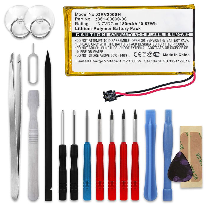361-00090-00 Ersatz Akku für Garmin VivoActive HR Smartwatch Ersatzakku + Werkzeug-Set - 180mAh Fitnessuhr Austauschakku, Batterie