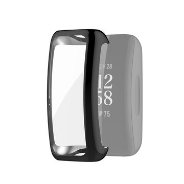 subtel 2 in 1 Schutzhülle für FitBit Inspire 2 Bumper Case + Display Schutzglas, 360° Vollschutz f. Gehäuse u. Touch Bildschirm, Hülle Displayschutz Protector, Transparent / schwarz