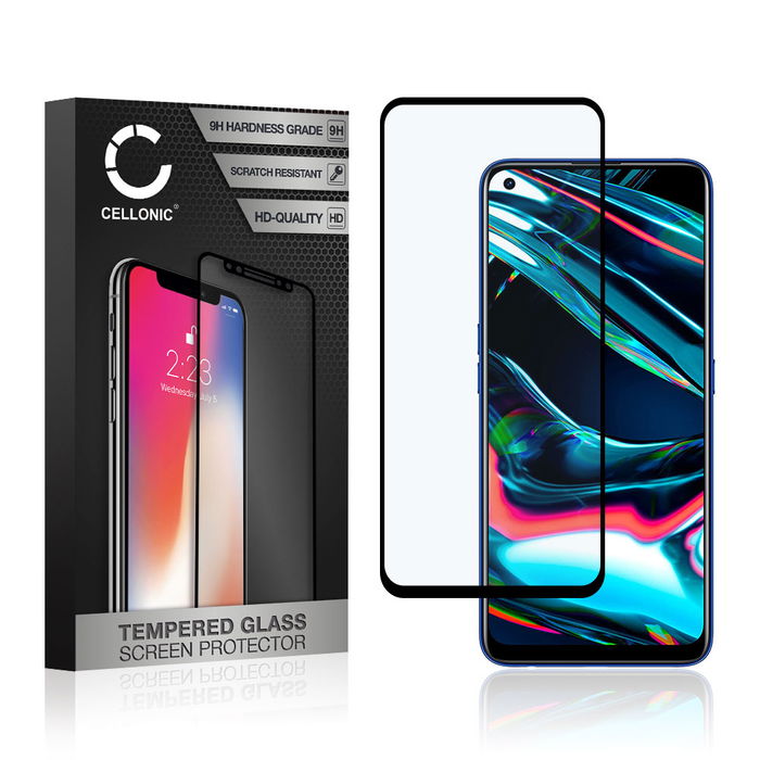 CELLONIC Display Schutzglas kompatibel mit Realme 7 Pro Handyglas - 3D Full Cover 9H 0,33mm Full Glue schwarz - Handy Schutzfolie Displayschutz Glas Folie, Screen Protector Glass