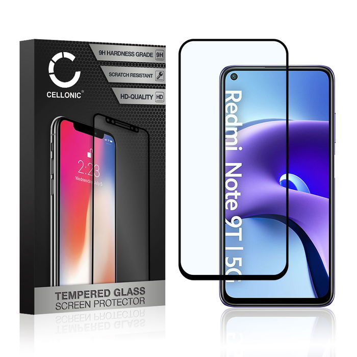 CELLONIC Display Schutzglas kompatibel mit Xiaomi Redmi Note 9T 5G Handyglas - 3D Full Cover 9H 0,33mm Full Glue schwarz - Handy Schutzfolie Displayschutz Glas Folie, Screen Protector Glass
