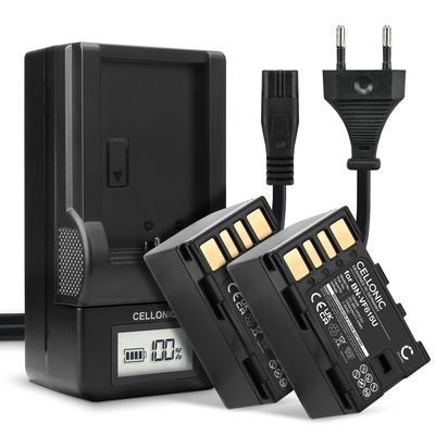 2x Ersatz Akku BN-VF808 BN-VF815 BN-VF823 BN-VF915 + Ladegerät für JVC GY-HM100 GS-TD1 GZ-MG120 GZ-MG130 GZ-MG175 GZ-MG330 GC-PX100 Kamera - 1500mAh Ersatzakku Batterie, Ladekabel, Akkuladegerät