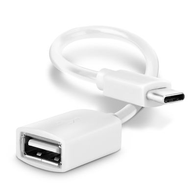 USB OTG Kabel für TCL 10 5G, 10 Pro, 10L, 20 Pro 5G, 20L, 20L Plus, Plex Handy - OTG Adapter USB C Type C Stecker auf USB A Buchse - USB Host Anschluss, On The Go Adapterkabel weiß