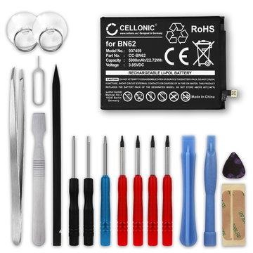 Ersatz Akku für Xiaomi Poco M3 / Redmi Note 9 Handy / Smartphone - Ersatzakku BN62 5900mAh + Werkzeug-Set, Handyakku