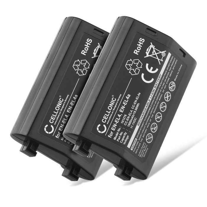 2x Akku für Nikon D3X Kamera, Ersatzakku 1800mAh Batterie
