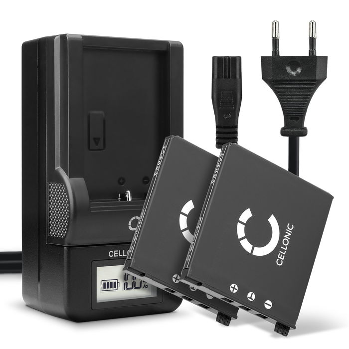 2x NP-60 Camera Battery + Charger Set for Casio Exilim EX-S10, -S12, EX-Z80, -Z85, EX-Z90, EX-FS10, EX-Z19, EX-Z20 720mAh Replacement Battery BC-60L LCD Smart Charger