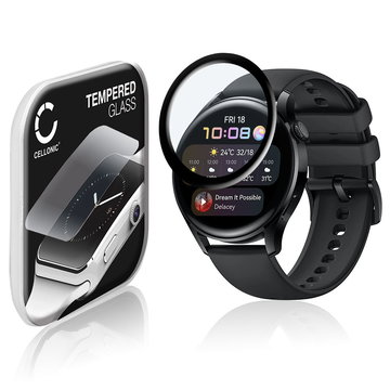 CELLONIC Screen Protector for Huawei Watch 3 - 46mm Fitness Tracker Smart Watch Face Protector - 3D Full Cover 0,33mm Full Glue 9H Tempered Glass Display Cover Crystal Clear