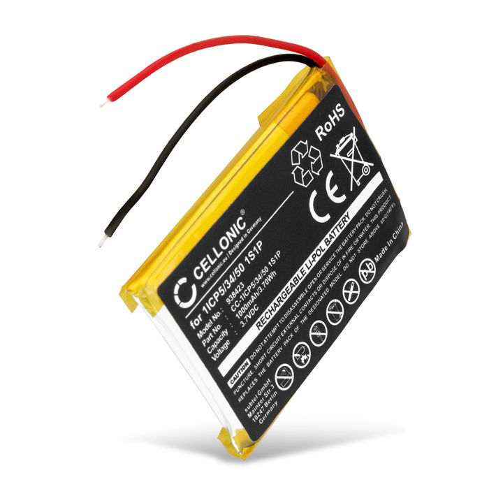 1ICP5/34/50 1S1P Ersatz Akku für Wacom Express Key Remote ACK411050 Ersatzakku Fernbedienung - Fernsteuerung Zusatzakku 1000mAh, Batterie