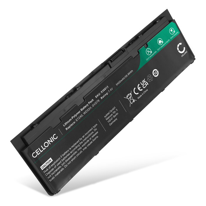Akku für Dell Latitude E7240, Latitude E7250, Latitude 12 7000, WD52H, GVD76, HJ8KP Laptop - 5400mAh 7.4V 