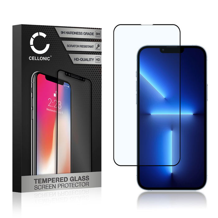CELLONIC Display Schutzglas kompatibel mit Apple iPhone 13 Pro Handyglas - 3D Case-friendly 9H 0,33mm Full Glue schwarz - Handy Schutzfolie Displayschutz Glas Folie, Screen Protector Glass