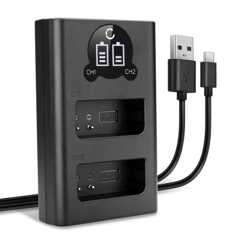 Doppelladegerät für Olympus OM-D E-M1, E-M5 Mark II, E-M5 BCN-1 + USB Kabel von CELLONIC