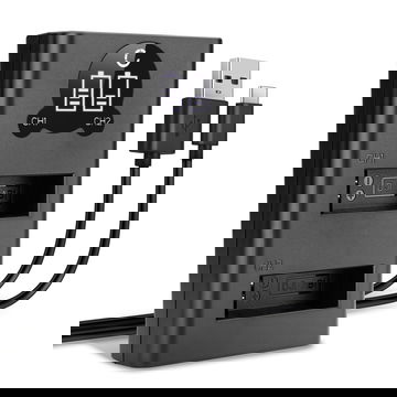 USB-Doppelladegerät (AB1, P01, PT1) für DJI Osmo Action 1, CP.OS.00000020.01 + 1m + USB Kabel von CELLONIC