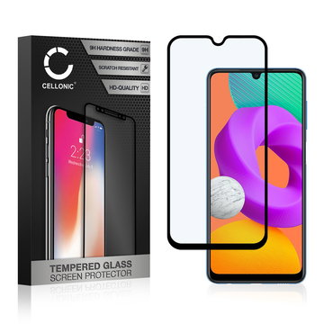 CELLONIC Display Schutzglas kompatibel mit Samsung Galaxy M22 (SM-M225) Handyglas - 3D Case-friendly 9H 0,33mm Full Glue schwarz - Handy Schutzfolie Displayschutz Glas Folie, Screen Protector Glass
